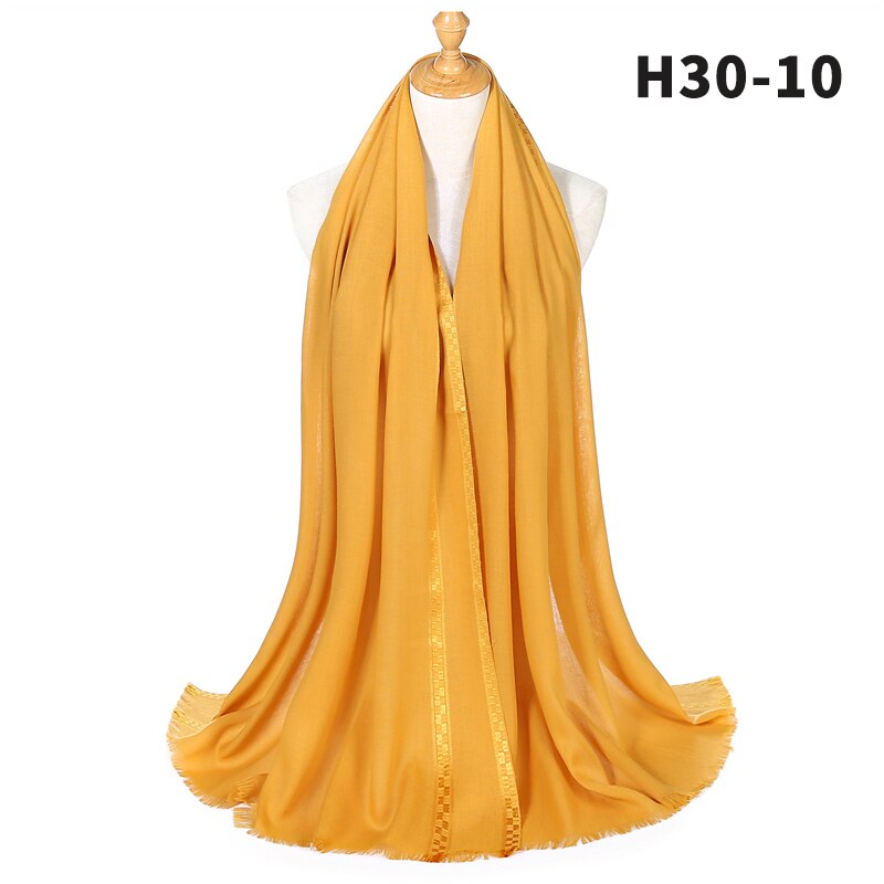 Vrouwen Katoen Hijab Moslim Hoofd Sjaals Effen Foulard Pashmina Sjaals En Wraps Islamitische Sjaal Hoofdband Femme Sjaals: 10-gold