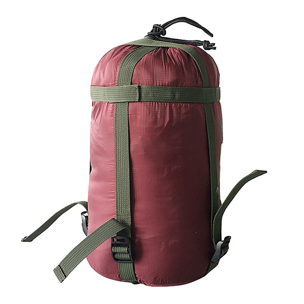 Udendørs rejse sovepose telt sengetøj bærbar nylon kompression sportspakke bære vandreture sæk camping: Rødvin