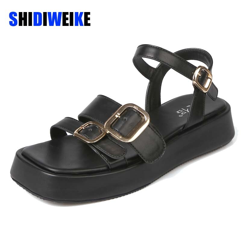 2022 Wedge Vrouwelijke Platform Gesp Street Zomer Schoenen Punk Strand Wiggen Vrouwen Sandalen Chunky Sandalias De Mujer Plus Size