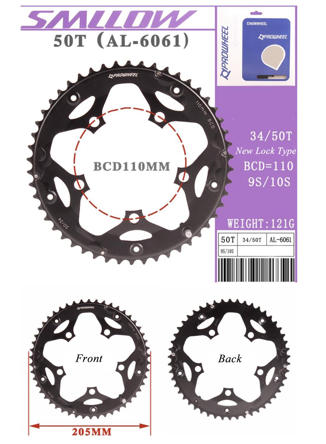 Prowheel Road Bike Chainwheel 8/9/10/11 Speed 53/50/39/34T BCD 110/130mm Bike Chainring Steel Aluminum Alloy Bike Accessories