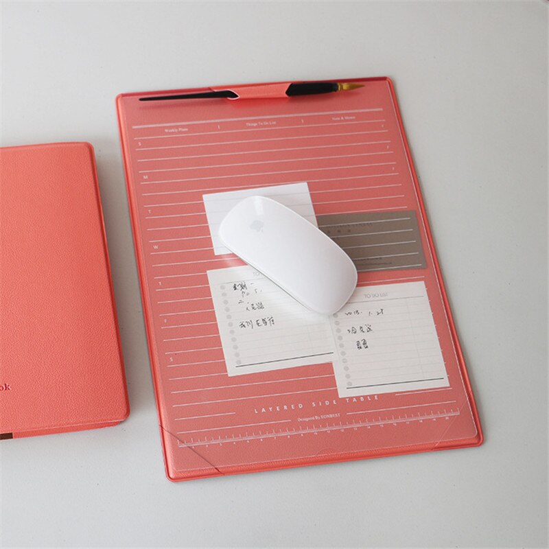 Solid color business office writing pad leather layered plan message board mouse pad simple deskpad secretary writing board: Pink