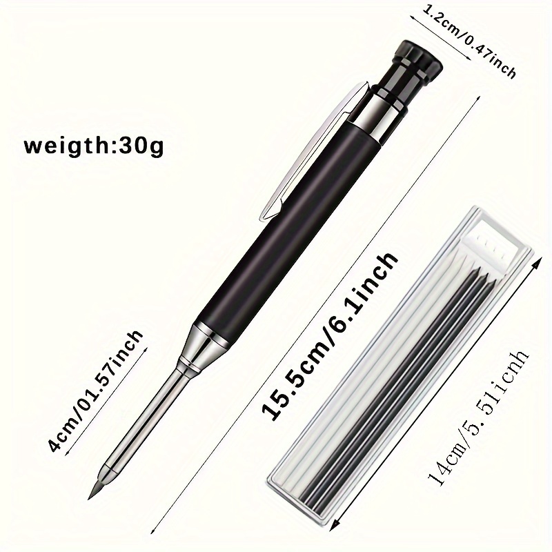 2.8mm Metal Aluminum Rod Deep Hole Woodworking Pen, Marking Pen, Solid Woodworking Mechanical Pencil, Built-in Pencil Sharpener