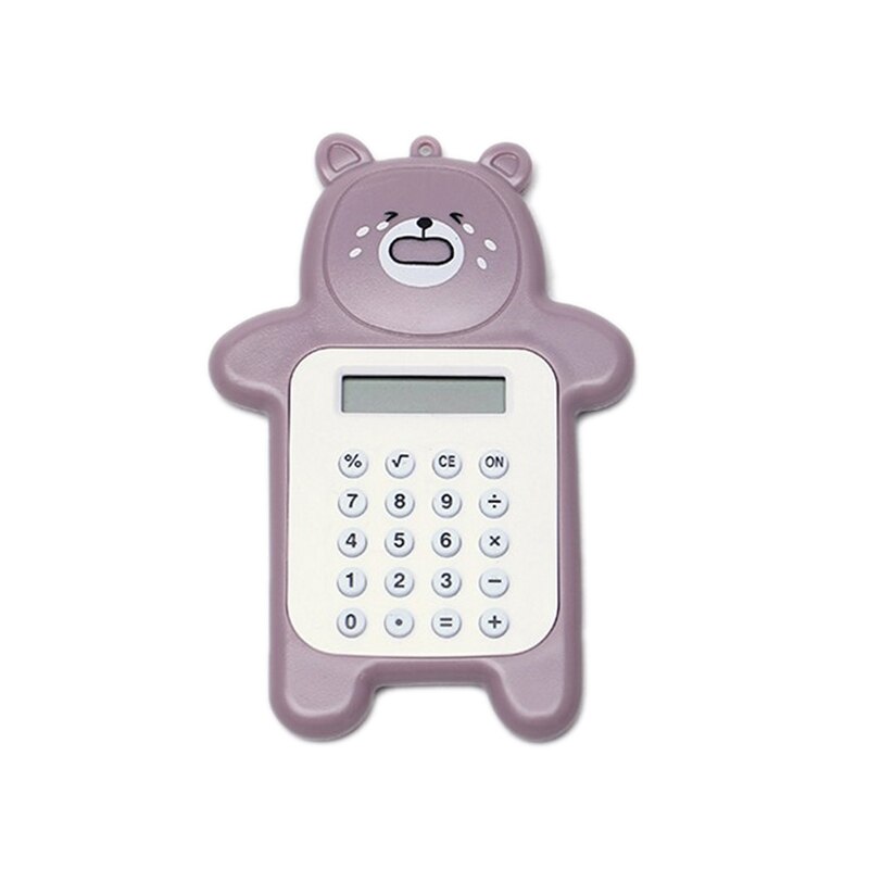 1pc mignon calculatrice de poche pratique taille 8 chiffres affichage à piles bureau Kawaii Animal calculatrice pour enfants fille: Marron