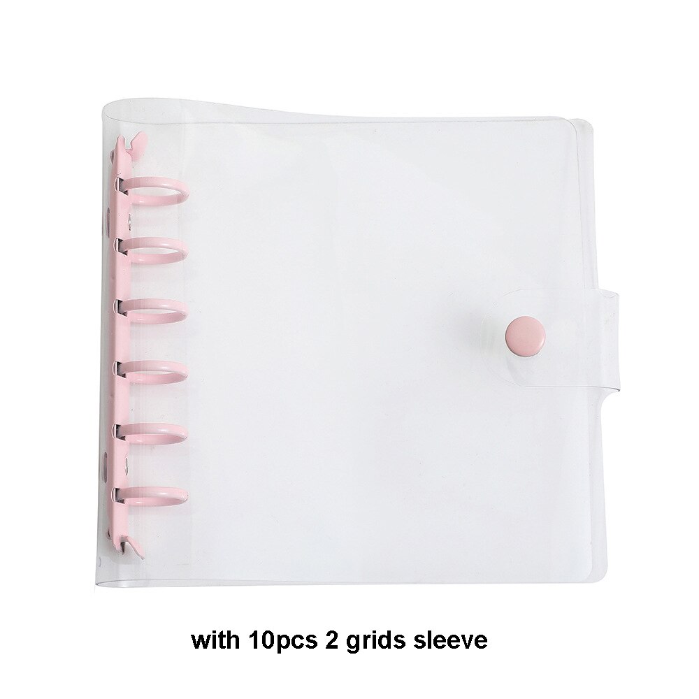 Square Loose Leaf Diary Notebook Photo Album 3 5 inch Photocard Holder DIY PVC Binder Goo Card Storage Book Korean Stationery: pink clear