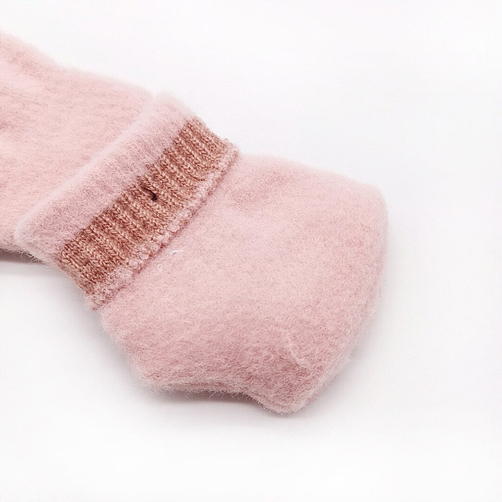 Mitaines d'hiver en laine tricotée pour -né, en velours épais pour enfants, garçons et filles, motif dessin animé, couleur Patchwork, gants chauds tricotés # C