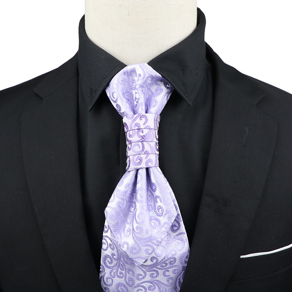 Corbata de Ascot de Cachemira de lujo para hombre, corbata de esmoquin para boda, de negocios, corbata de 10CM con patrón Vintage, accesorios para caballero: Gris oscuro