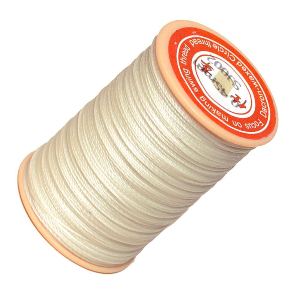 1PC 0.45mm Round Waxed Thread Leather Sewing Thread Hand Stitching Thread for Craft DIY (White)