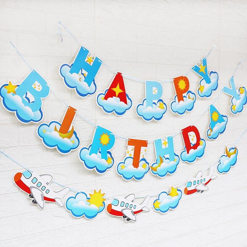 Bannière de transport de feux de circulation, banderole de dessin animé, décorations de fête d&#39;anniversaire pour bébé, décor de bannière d&#39;avion de voiture