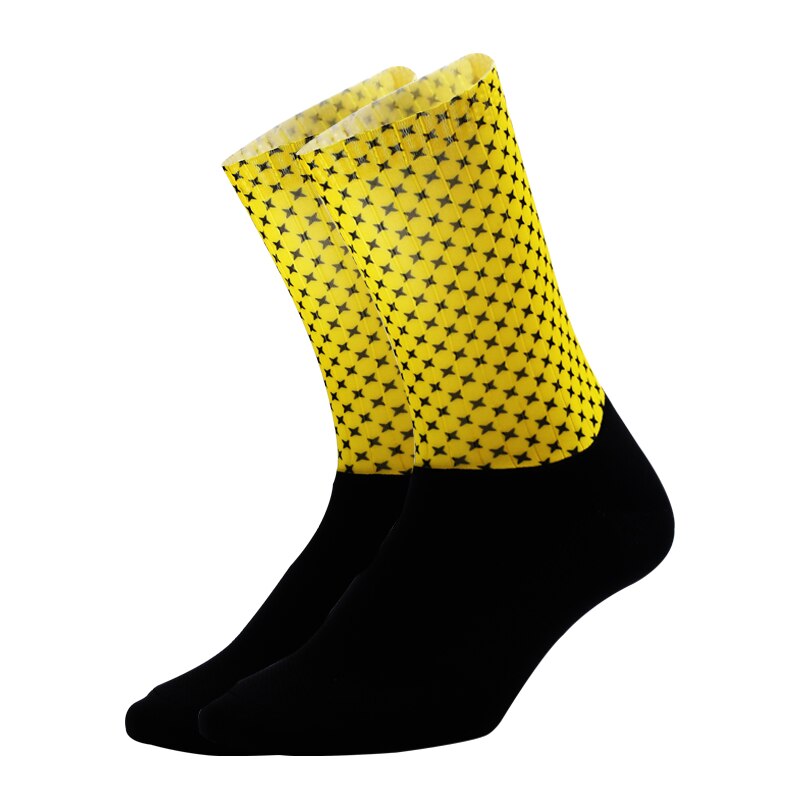 Silicone Non-slip Cycling Socks Functional Fiber Men Women Bicycle Bike Socks Anti Slip Hiking Camping Sport Socks: S02 Yellow