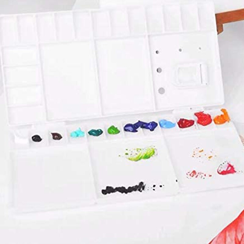 24 Paint Palette Plastic Paint Holder Watercolor Acrylic Paint Storage Travel Palette Tray With Rubber Lid For Artists Students Kids