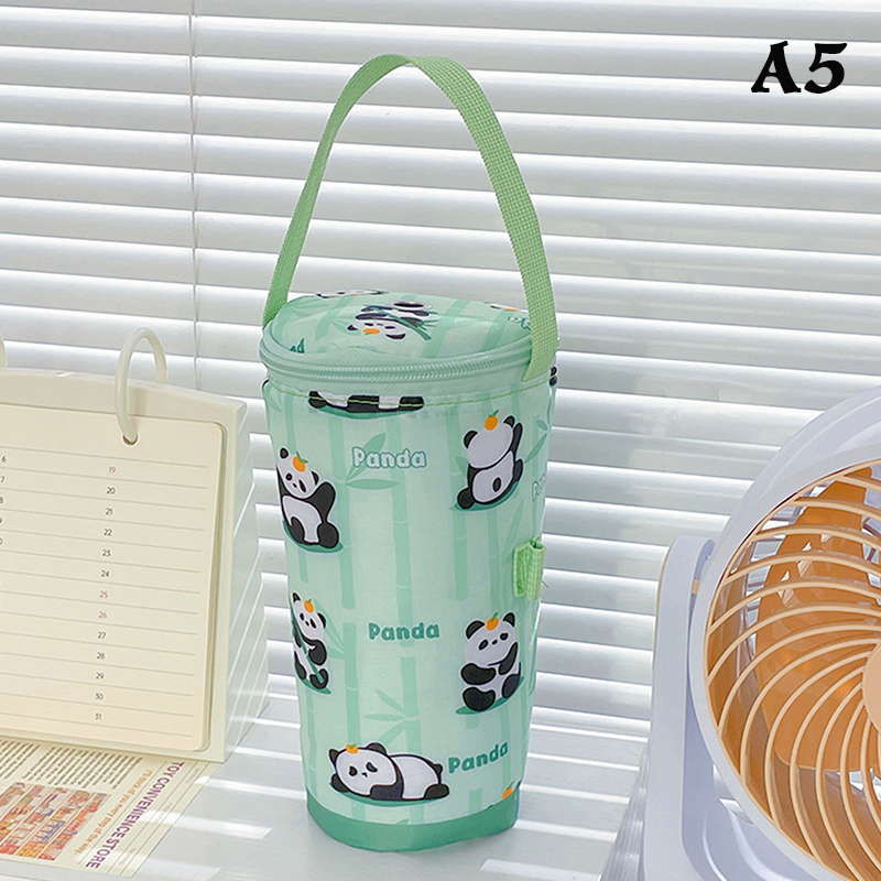 Bolsa de mano portátil para té de la leche, bolsa de preservación del calor, bolso ecológico, cubierta de taza aislada, accesorios para vasos: Caqui oscuro