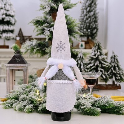 Fundas navideñas para botellas de vino, funda para botella de champán, decoración de cocina para , bolsa para botella de vino, de Navidad y Año: C 1pcs