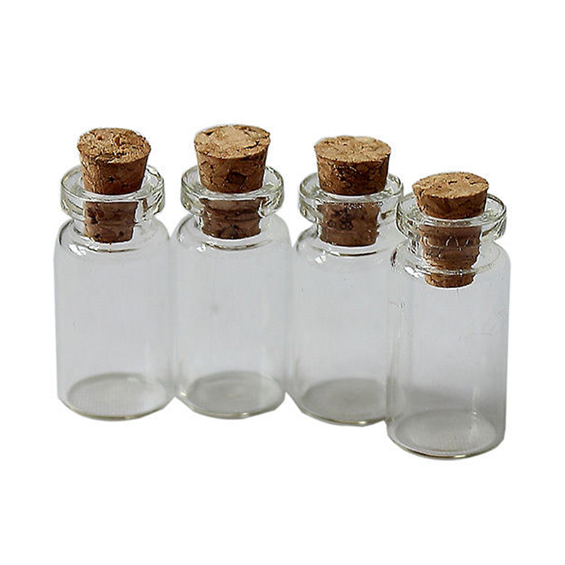 10 stk små klare glas krukker besked hætteglas mini 24*12mm flaske gør det selv glasbeholdere kork prop flaske