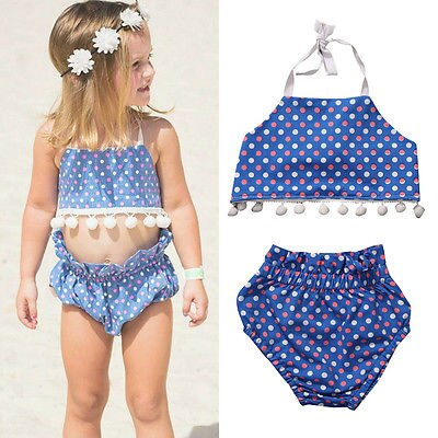 Summer Beachwear sets Girls Swimsuits Swimwear Swimming Tassels Tops Polka Dot bottoms Set Clothes Kid Top Shorts Outfit Suits