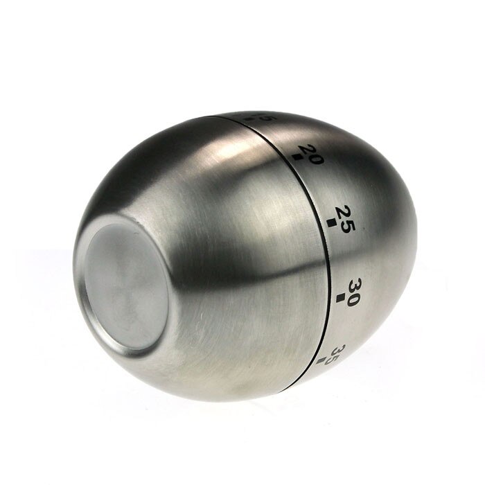40# Kitchen Timer Manual Stainless Steel Egg Shaped Mechanical Rotating Alarm With 60 Minutes For Cooking