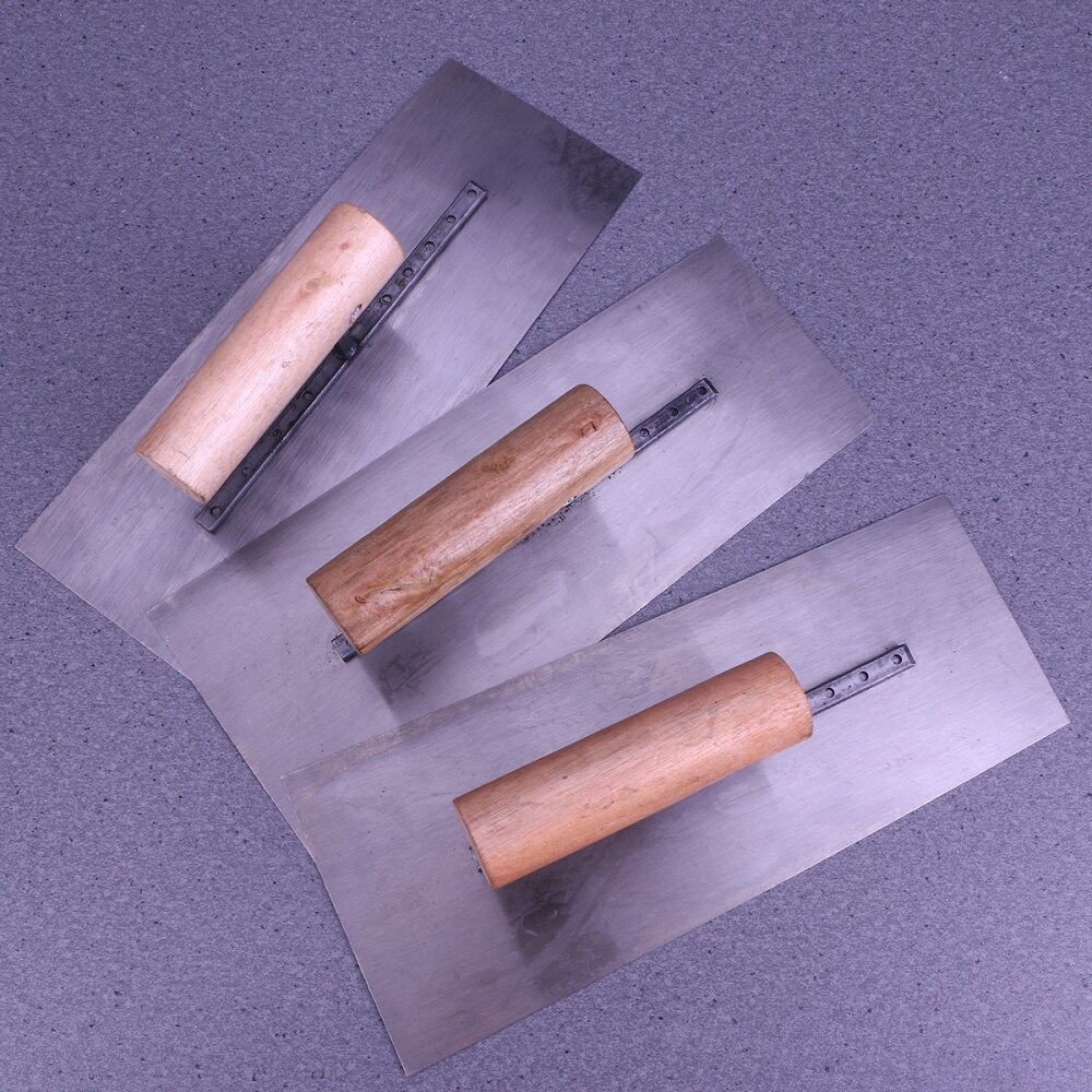 3 Pcs Trowel Wooden Handle Stainless Steel Plastering Tool Tile Level Tool for Concrete Finishing House Decoration