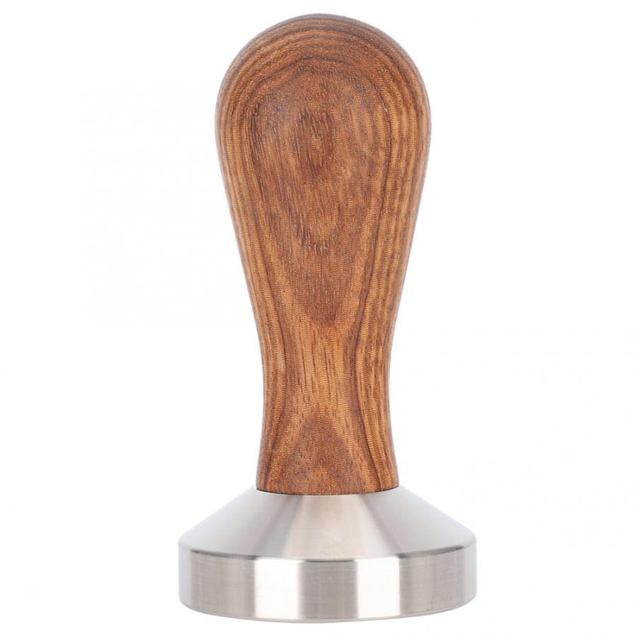 51mm Stainless Steel Wood Handle Coffee Tamper Coffee Powder Pressing Tamping Tool for Home Use
