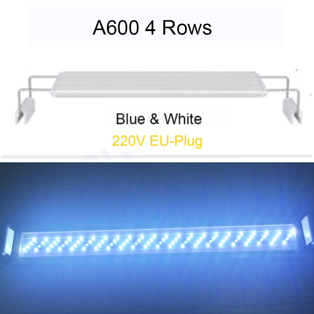 Super Slim LEDs Aquarium Lighting Aquatic Plant Light 20-70CM Extensible Waterproof Clip on Lamp For Fish Tank: A600-BW EU-Plug