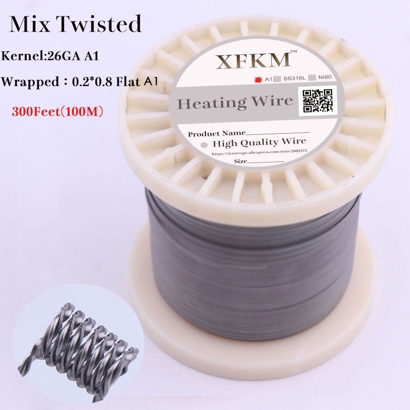 XFKM 300Feet(100M)/roll Alien Clapton Tiger Fused Wire heating wire for RDA RBA Rebuildable Atomizer Vaporizer coils: mix twisted 100m