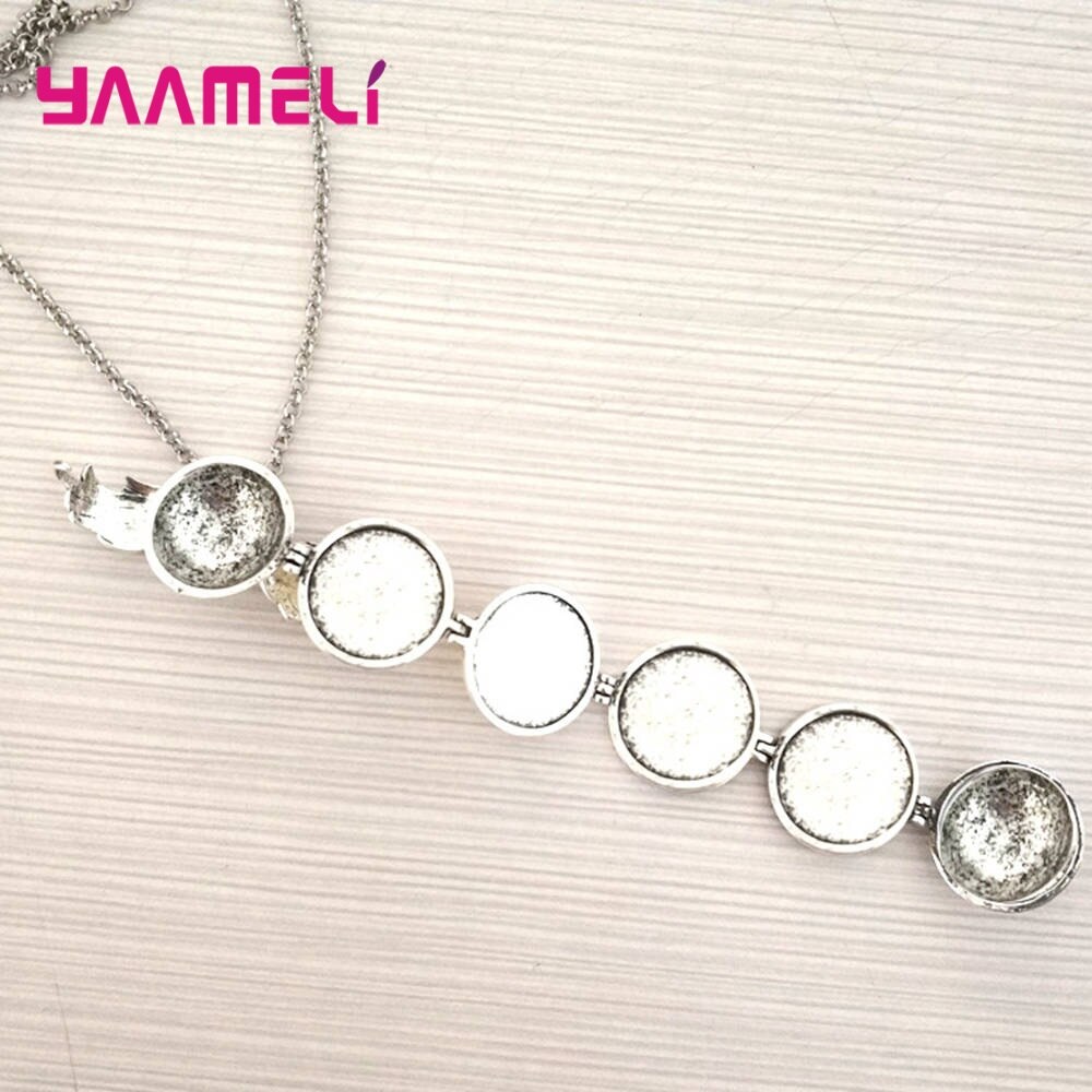 925 Sterling silber magische erinnerungsalbum-anhänger-halskettenrahmen medaillon engelsflüGel schmuck für männer, frauen und familien