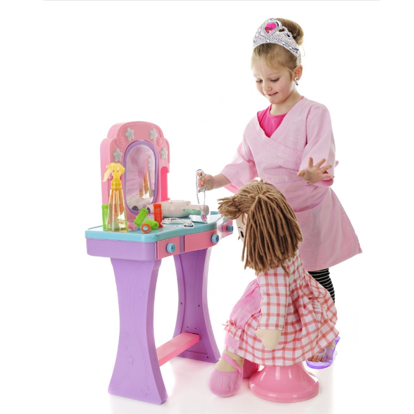 Prinses Jurk Up Play Speelgoed Pretend Play House Toy Set Crystal Hoge Hakken Ketting Rugzak Kit Meisje Party Play speelgoed Accessoire