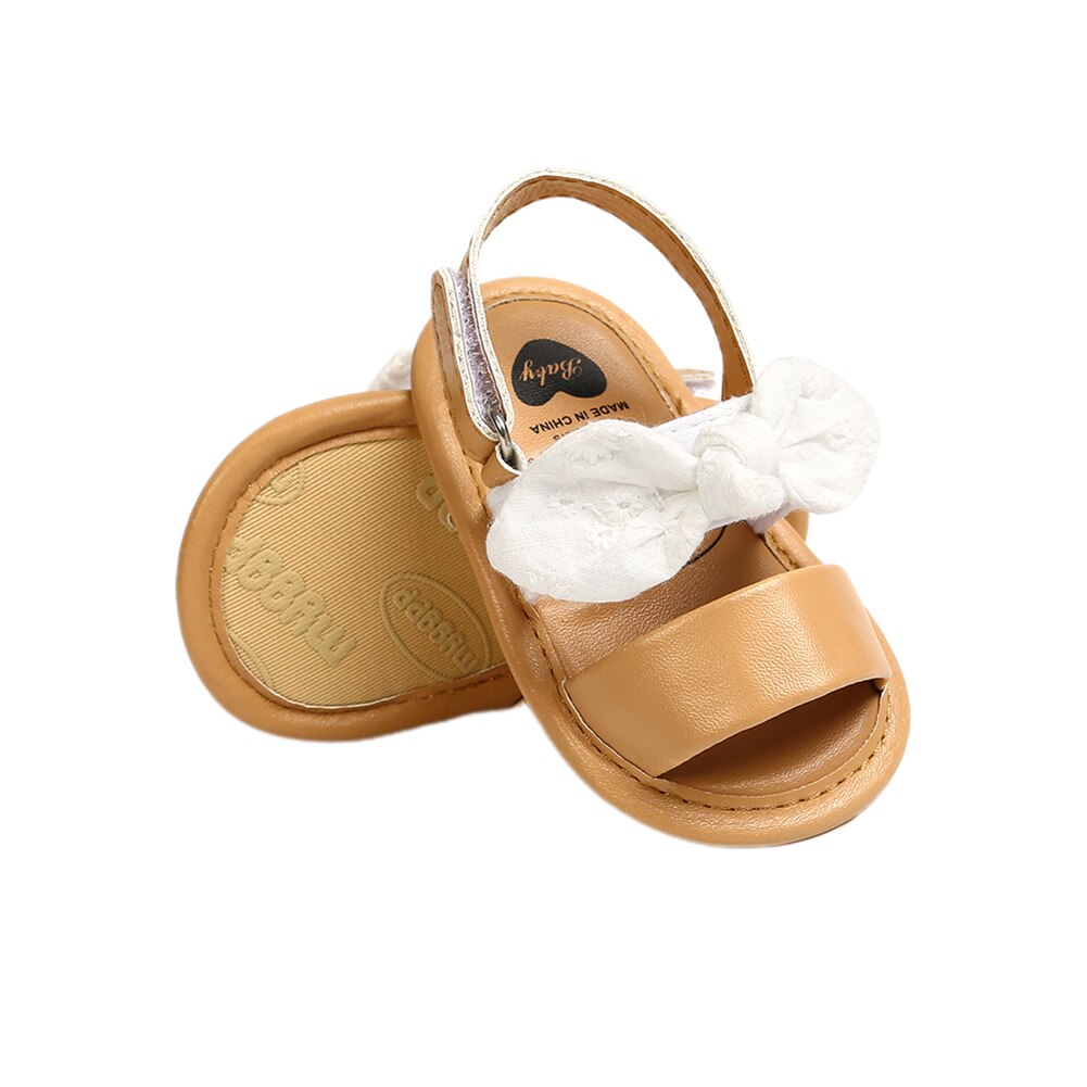 Summer Newborn Baby Kids Girl Summer Casual Cute Bowknot Shoes Anti-Slip Soft Sole Sandals: White / 13-18 Months