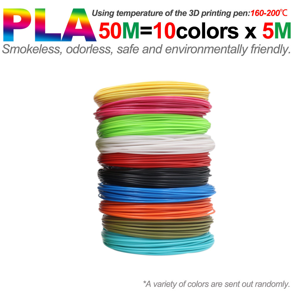 3d pennor levererar pla-filament för 3d pennors utskrift 50m 100m 150m 200m luktfri och säker plastpåfyllning för barns utskriftspenna: Orange