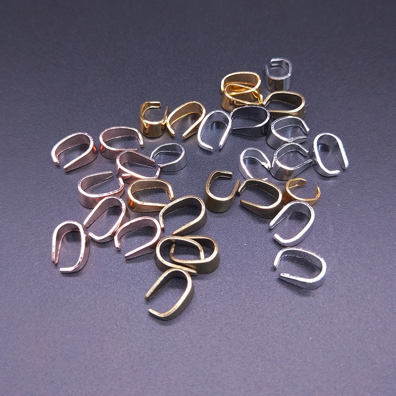 50pcs 7X4/9X5mm Necklace Pendant Connectors Pendant Clip Clasp Pinch Clip Bail Buckle Hanging Jewelry Findings DIY Accessories