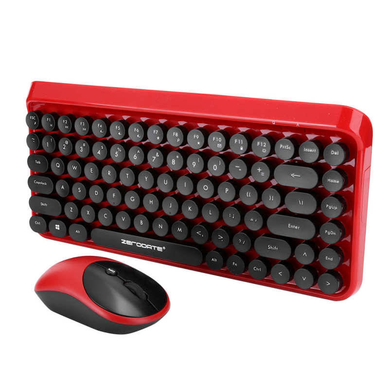 2.4GHz Wireless Keyboard Mouse Set 84 keys Punk Retro Style Keyboard 800/1200/1600DPI Office Gaming Mouse for PC Laptop Notebook