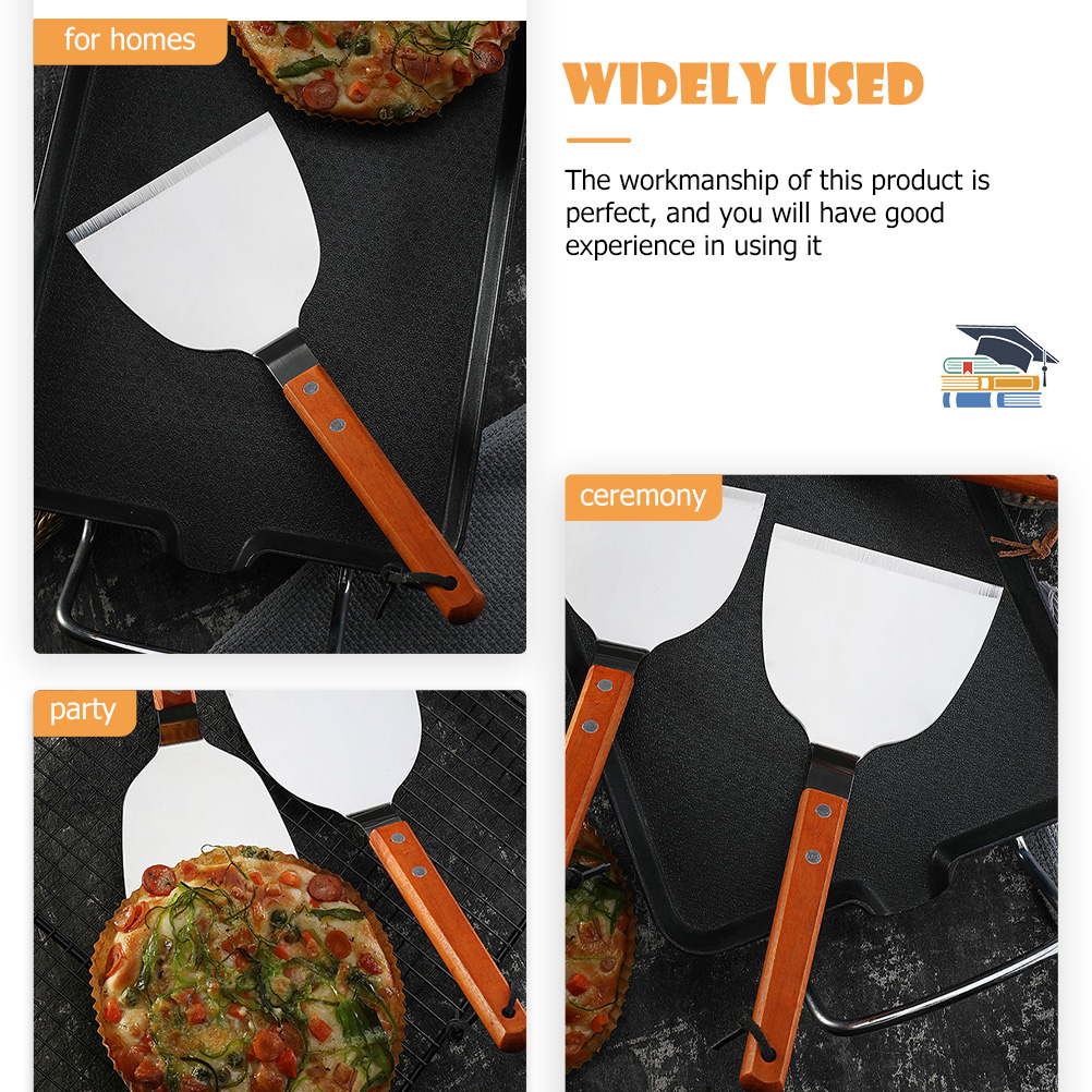 Household Steak Cooking Spatula Stainless Steel Spatula Turner with Wood Handle