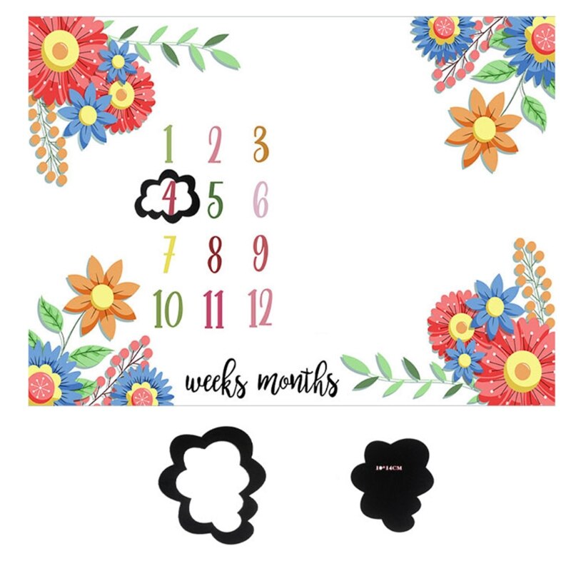 Cartoon Patroon Baby Baby Milestone Foto Props Achtergrond Dekens Achtergrond Doek Kalender Jongens Meisjes Foto Accessoires: A-S