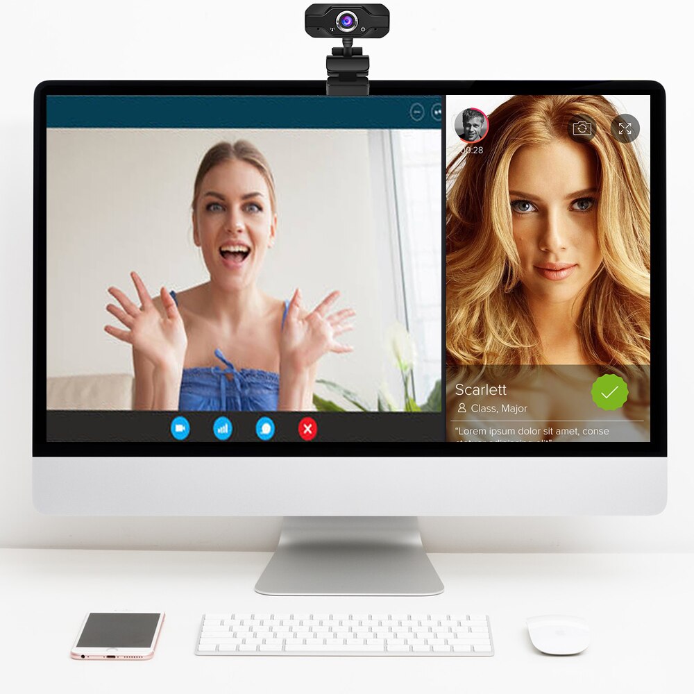HD Webcam Built-in Dual Mics Smart 1080P Web Camera Housekeeping Baby Care Monitor USB Camera for Desktop Laptops PC Cam
