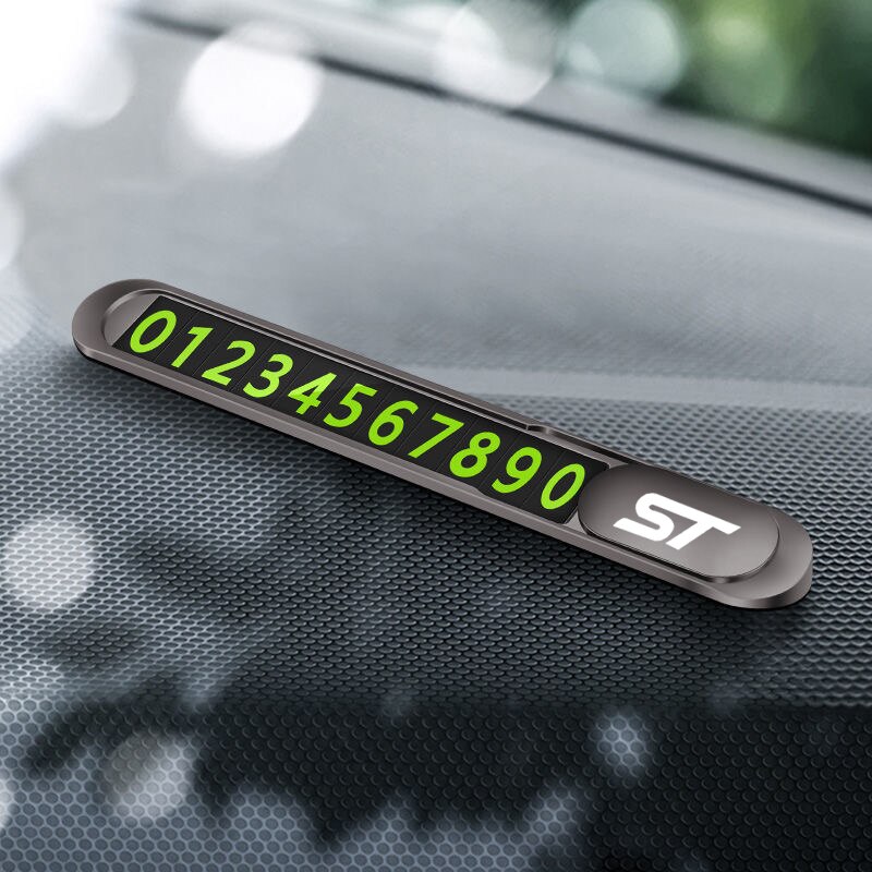 Lichtgevende Auto Tijdelijke Parkeerkaart Telefoon Nummer Houder Aantallen Stickers Forford St Accessoires: Black