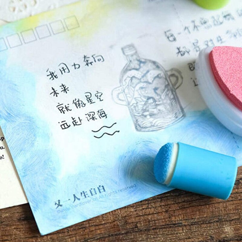 10Pcs Finger Sponge Daubers Painting Ink Pad Stamping Brush Craft Case Art Tool with Box Scrapbooking DIY Crafts