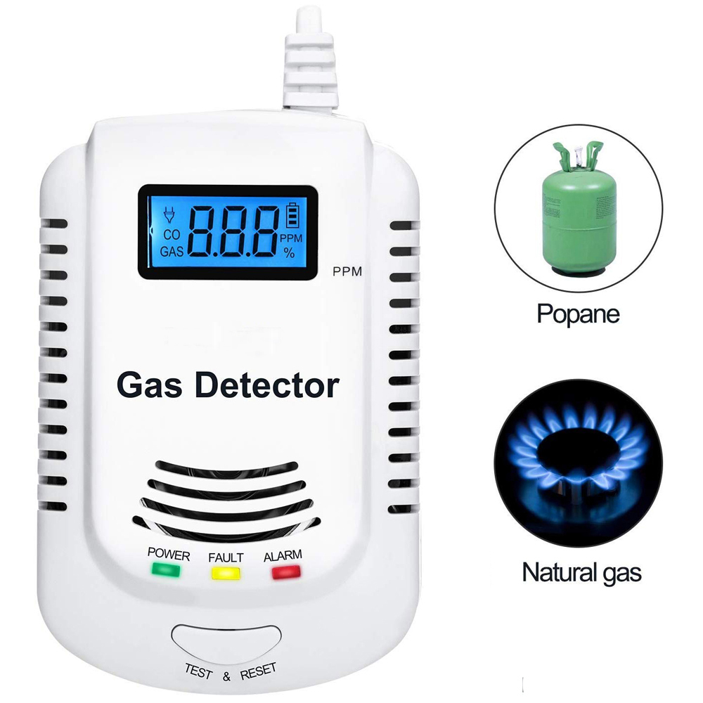 2 in 1 Natural Gas Detector And Carbon Monoxide CO Detector, Combustible Gas Leak Detector Monitor For Co, Lng, Lpg, Methane: Yellow