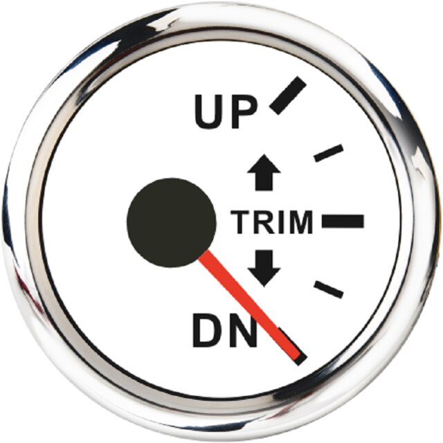 0-190ohm Boat Trim Gauge for Inboard Outboard Engine 52mm Marine Trim Tilt Indicator Meter With Red Backlight 12V/24V: White Silver Right