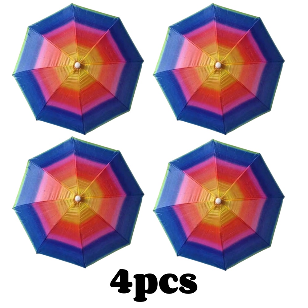 Paraguas plegable para la cabeza, sombrero de pesca portátil impermeable de 55CM, sombrero de lluvia manos libres para senderismo, Camping, paraguas de camuflaje para adultos: Beige