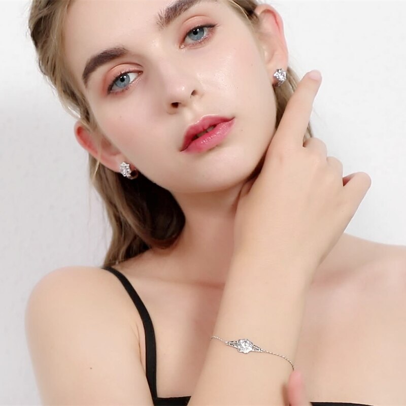 Black Awn Silver Color Round Black Trendy Spinel Engagement Flower Hoop Earrings for Women Jewelry Bijoux I152