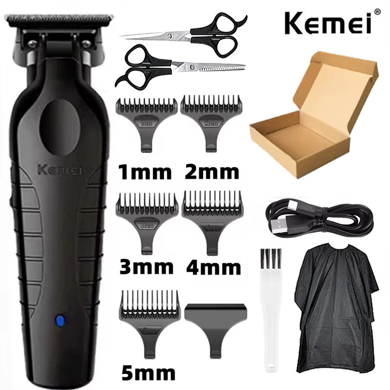 Kemei km -2299 barber trådløs hårtrimmer 0mm nul-gabbet udskæringsklipper detailer elektrisk finish-skæremaskine: Lyserød