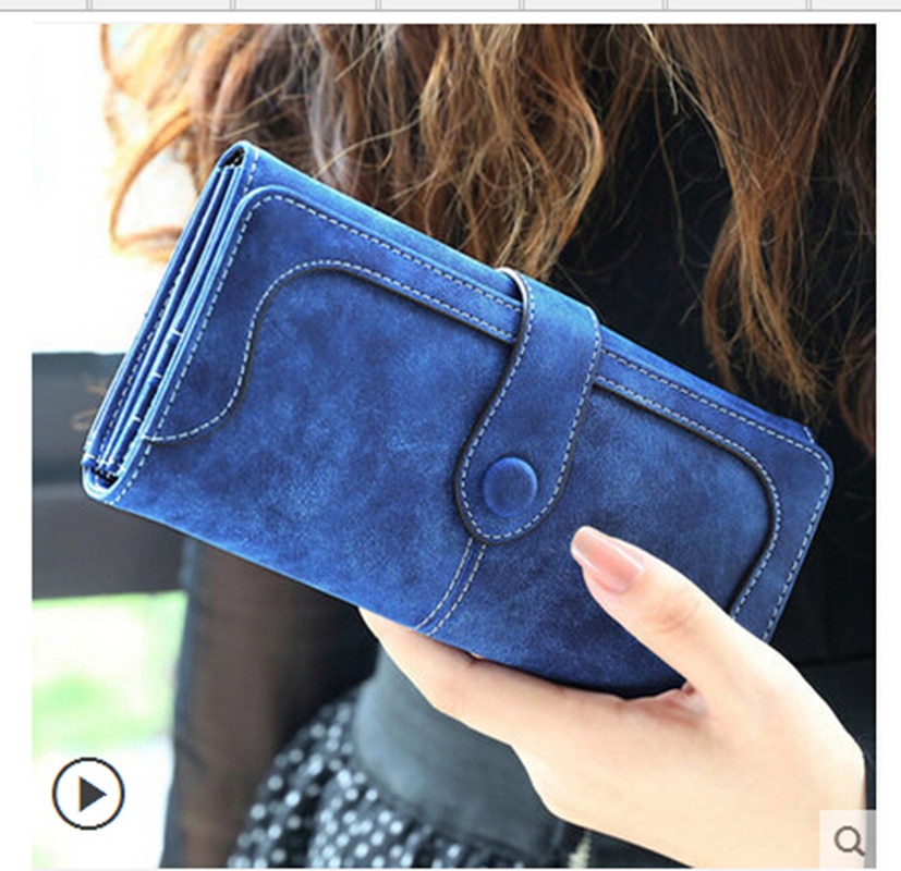 Cartera de cuero de costura mate Retro de de para mujer, cartera larga, bolso cartera Casual para mujer, con cierre en el precio del dólar, bolso cartera