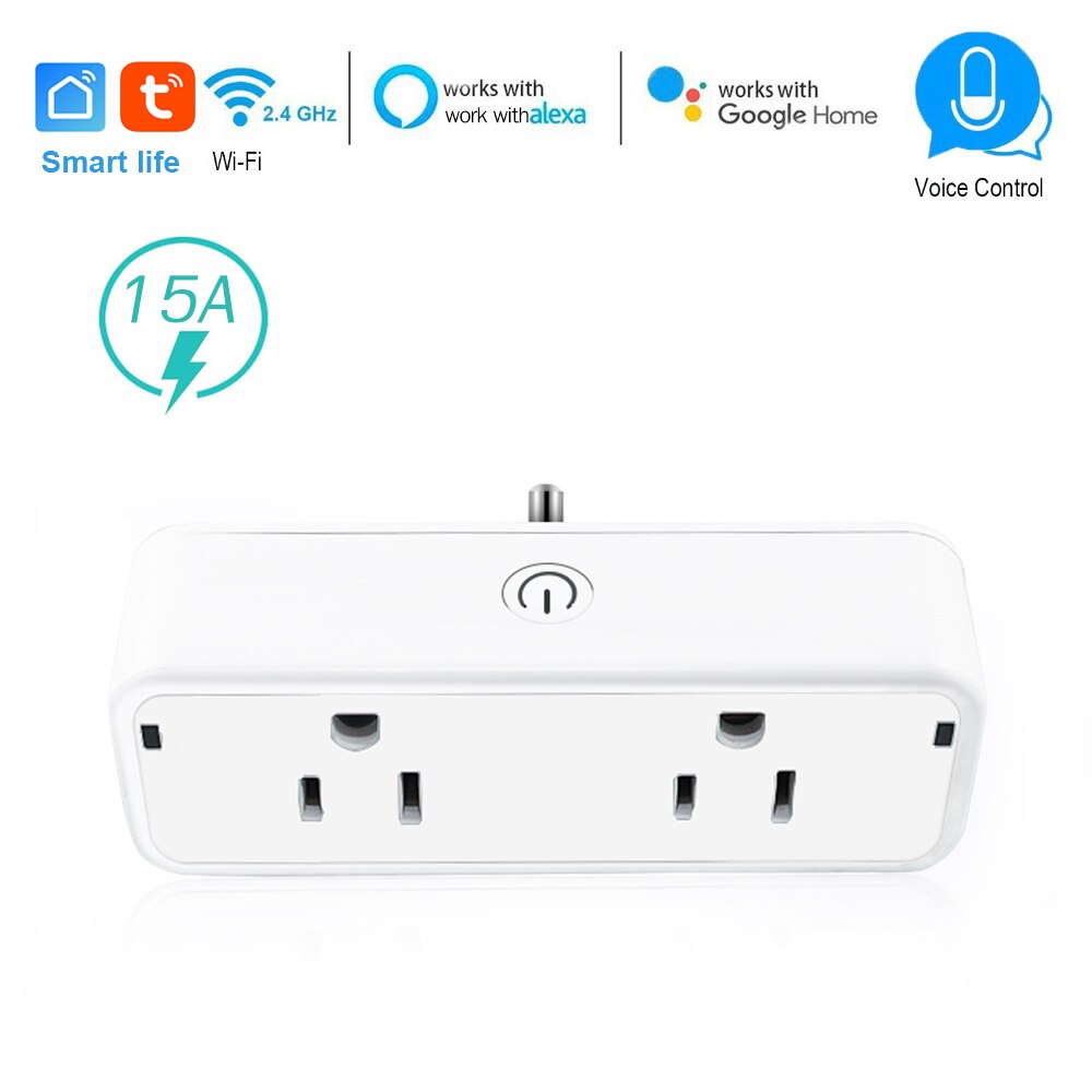 2 In 1 Professionele Extenders Socket Dual Smart Wifi Plug Werkt Met Alexa Google En Slimme Leven App Door Voice & Afstandsbediening: US