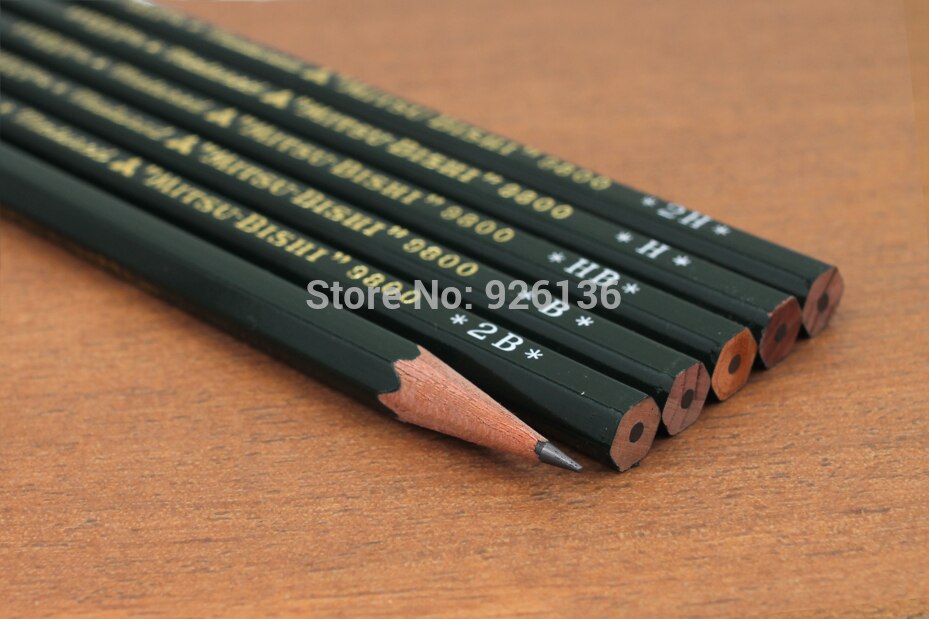 Uni Mitsubishi 9800 crayon H 2H 3H 4H 5H 6H HB F B 2B 3B 4B 5B 6B crayons de dessin et d'esquisse 12 pièces/douzaine ensemble