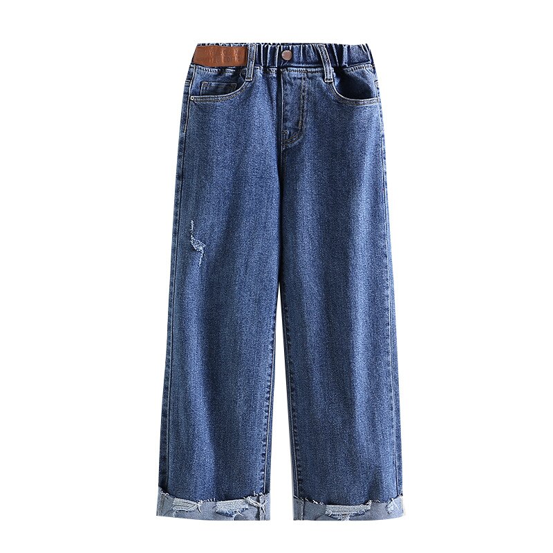 Happy Cherry Jeansbroek voor meisjes, bootcut, elastische taille, denimbroek, kinderjeans met wijde pijpen, Y2K retro stijl, casual loose rechte jeans, 120-170, 06, 120 cm