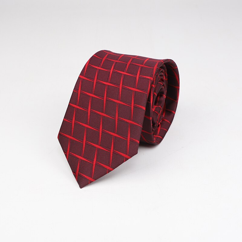 Corbata estrecha para hombre, corbata fina con patrón de puntos de 8cm, , corbata estrecha para negocios, Corbata a rayas para boda: Rojo