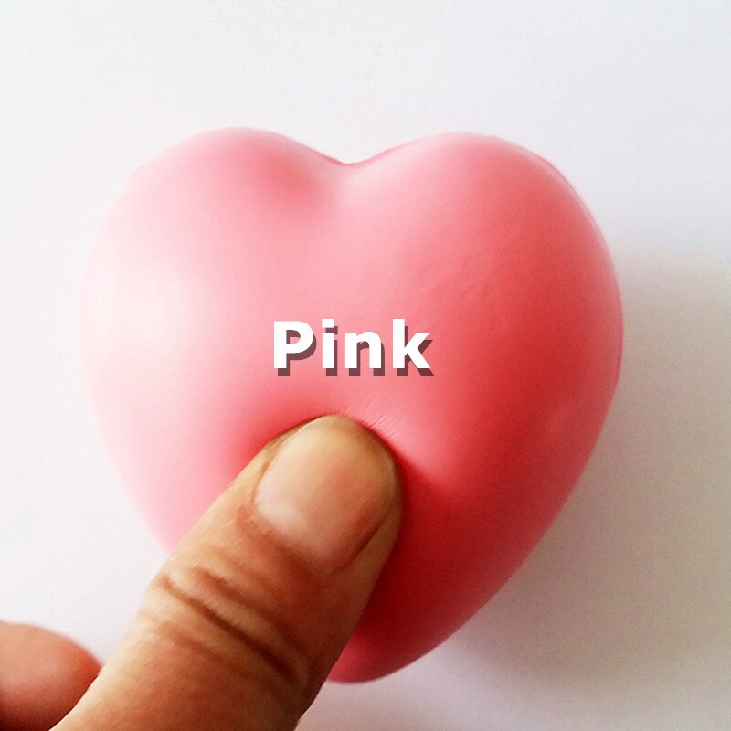 Sweet Heart Shaped Stress Relief Bal Oefening Stress Squeeze Elastische Rubber Soft Foam Bal Bal Speelgoed: Roze