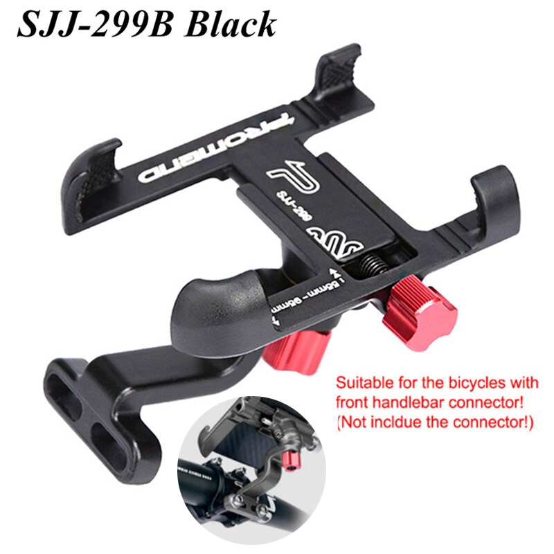 Promend 360 roterbar sykkel mobiltelefon holder aluminium justerbar sykkel holder glidende mtb telefon montere stativ sykkelbrakett: Sjj -299b svart