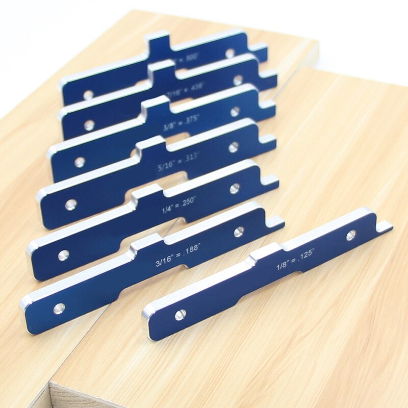 Mesa enrutadora de aleación de aluminio de 7 uds, barra de configuración de profundidad de prueba de carpintería, barras de configuración de distancia para Sierra de mesa Tabla de enrutador