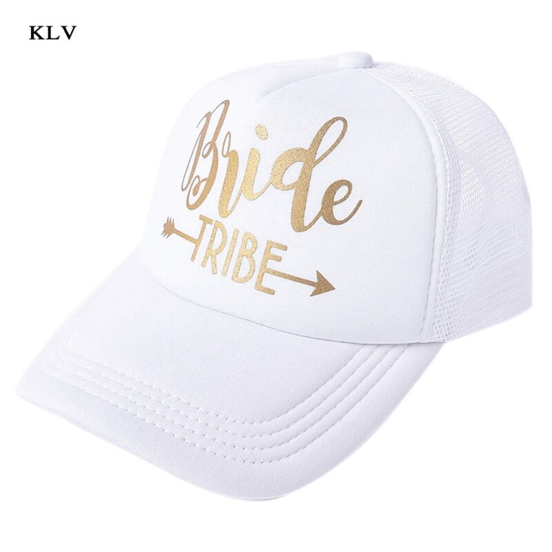 Bruden stamme snapback trucker mesh hat guld bogstaver pil bryllup baseball cap: Stamme hvid