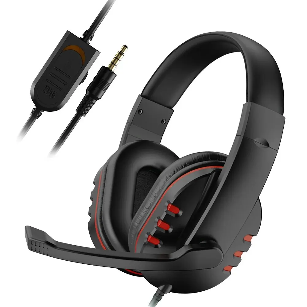Słuchawki 3,5 mm Przewodowy zestaw słuchawkowy do gier Słuchawki do PS4 Play Station 4. Zestaw słuchawkowy do gier PC Chat z mikrofonem: FIOLETOWY