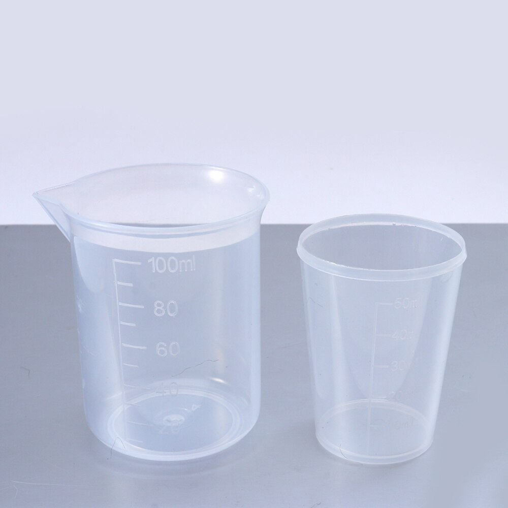 10pcs 100 50ml Measuring Cups Mask Measuring Cup Set Polypropylene Beake Beaker PP Graduated Glass Plastics Laboratory Ware W